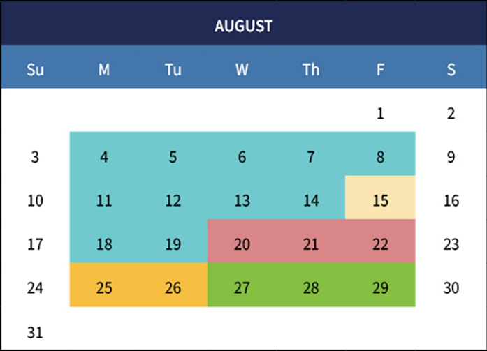 Calendar of august 2025